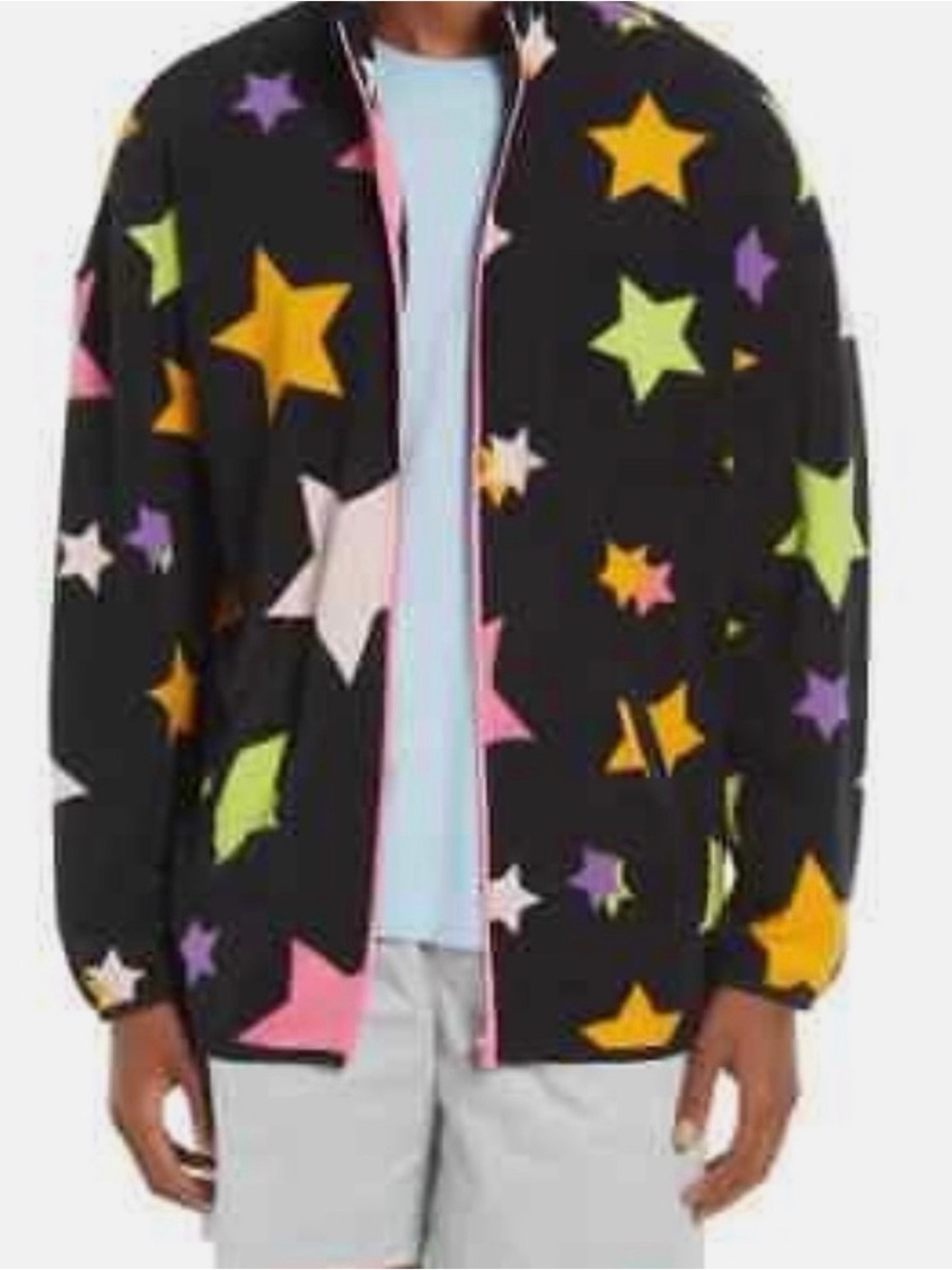 Nordstrom BP. Fleece weird Black Sweater with Pink Star Accent gender neutral